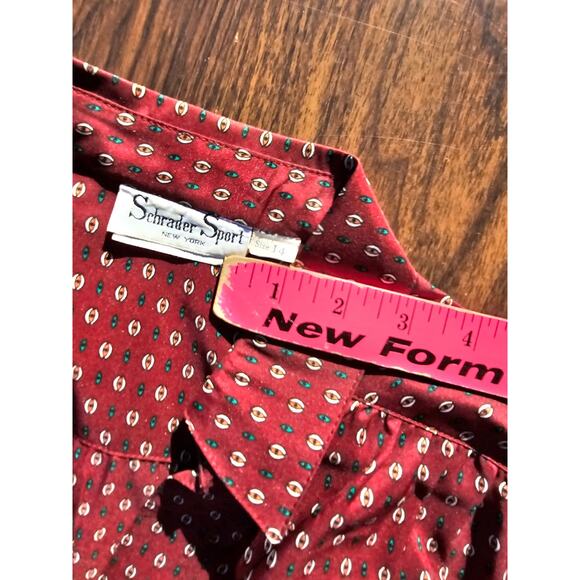 Vintage Schrader Sport Shirt 70s Dress with Sash Belt Size 14 Burgundy Red(499) - Picture 4 of 7